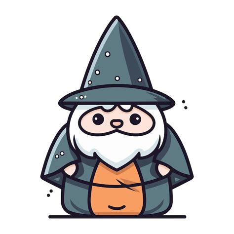 Premium Vector Cartoon Wizard Character Cute Wizard In Hat And Cloak