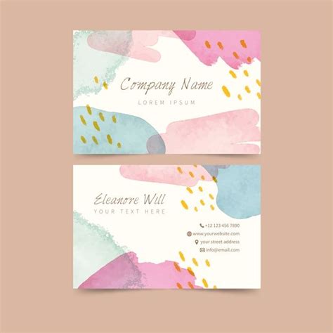 Pastel Colored Stains Abstract Business Card Template