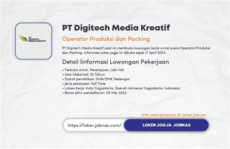 Lowongan Kerja Operator Produksi Dan Packing