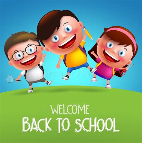 School Kids Student Vector Characters Set Back To School Boy Cartoon