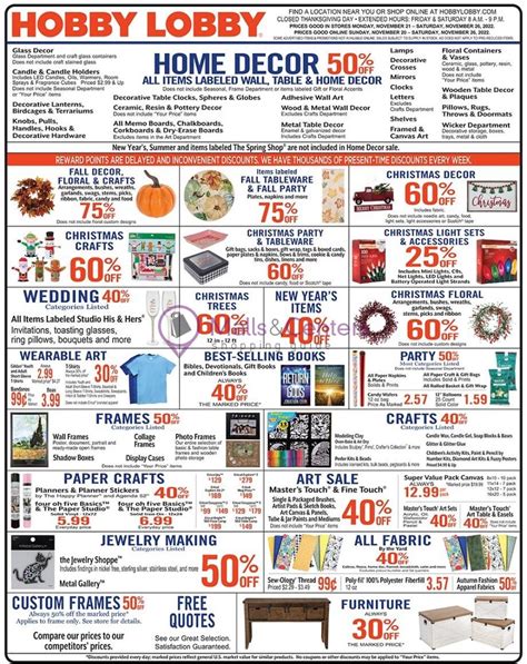Hobby Lobby Weekly Ad Valid From 11202022 To 11262022 Mallscenters