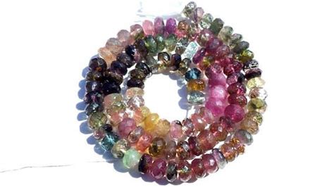 Pieces Of Multi Tourmaline Beads In Rondelle Faceted Shape Quality