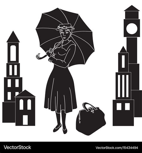 Mary Poppins In The Sky With An Umbrella Vector Image