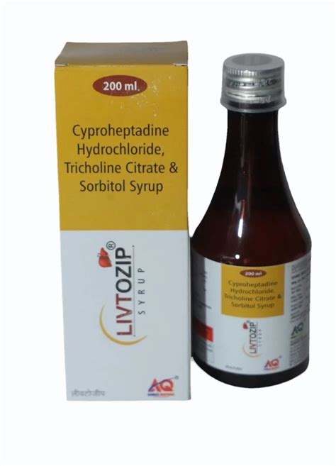 Ml Cyproheptadine Hydrochloride Tricholine Citrate Sorbitol Syrup At