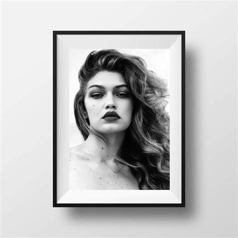 30 Off Top Models Gigi Hadid Poster Print • Fashion Photo Black And