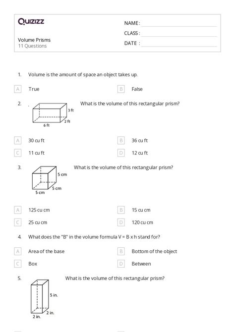 50 Volume Worksheets For 7th Class On Quizizz Free Printable