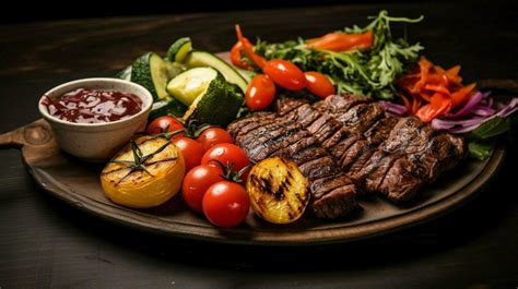 Grilled Meat And Vegetable Plate A Gourmet Lunch 32940587 Stock Photo