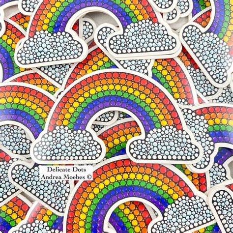 Rainbow Dot Art Vinyl Sticker Dots Art Mandala Drawing Zen Art