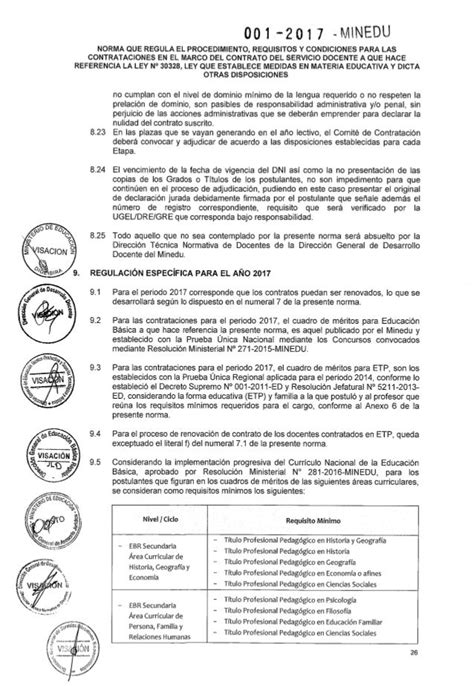 Ds N° 001 2017 Minedu Norma Que Regula El Procedimiento Requisito