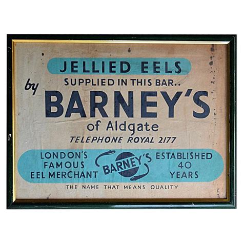 Rare Lithograph Barneys Of Aldgate Jellied Eels Advertising Sign At