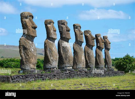 Ceremonial Moai Akivi Easter Island Stock Photo Alamy