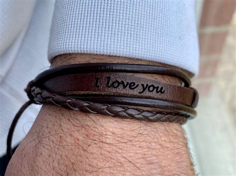 Personalized Leather Bracelet For Men Custom Bracelets Man Etsy