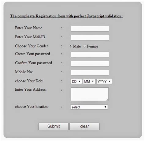 Registration Form In Html With Javascript Validation With Source Code ...