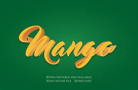 Premium Vector Mango 3d Editable Text Effect