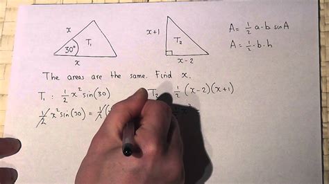 Quadratic Equations Setting Up And Solving Involving Areas Of