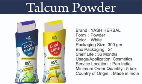 White Yash Herbal Talcum Powder 300 Gm For Cosmetics Packaging Type