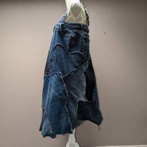 Upcycled Denim Patchwork Dress M L Etsy