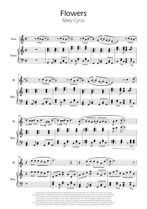 Flowers Arr Ygor Nunes By Miley Cyrus Sheet Music For Flute And