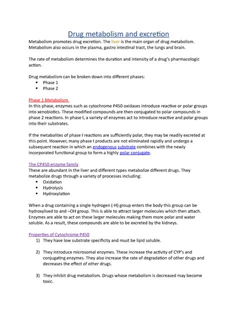 4 Drug Metabolism And Excretion Drug Metabolism And Excretion