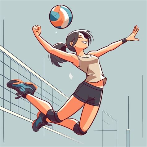 Premium Vector | Illustration of a female volleyball athlete jumping to ...