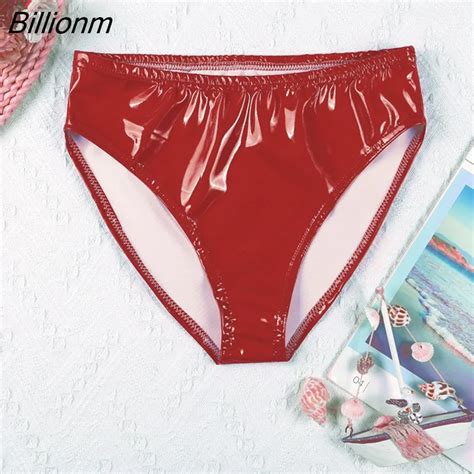 Billionm Panties Lingerie Glossy Wet Look Patent Leather Low Raise