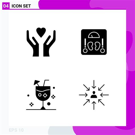 Solid Icon Set Pack Of 4 Glyph Icons Isolated On White Background For