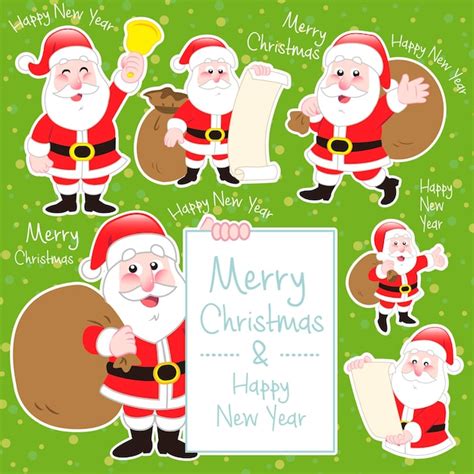 Premium Vector Cute Cartoon Santa Claus Collection