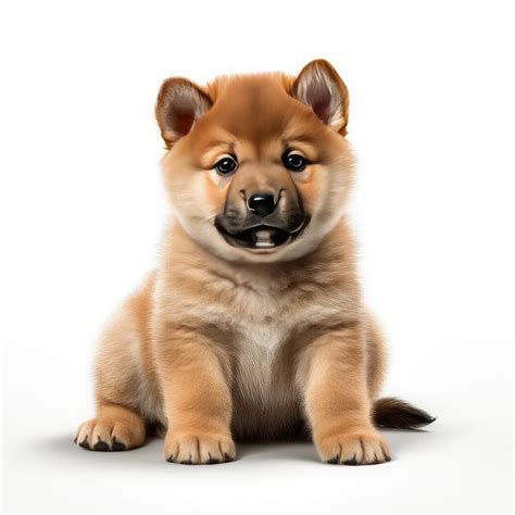 Premium Photo Illustration Awesome Akita Puppy White Backdrop