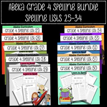 Abeka Spelling Vocabulary Poetry Grade 4 Spelling Practice Bundle