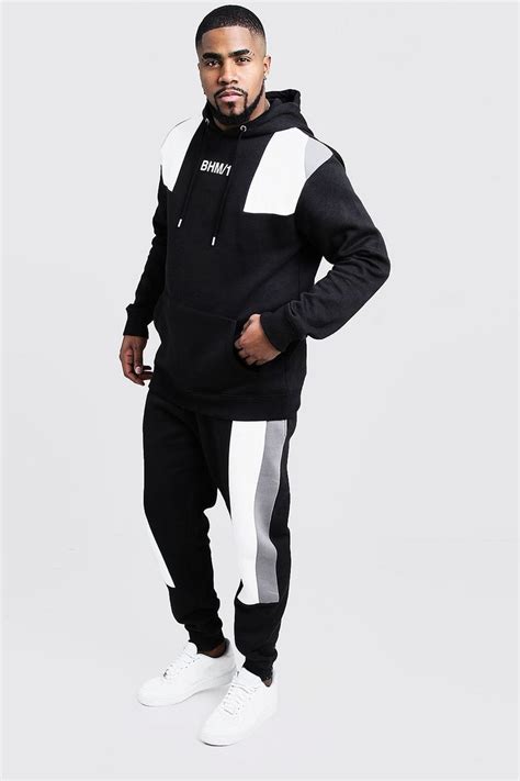 Plus Size Colour Block Tracksuit Mens Tracksuit Set Tracksuit For