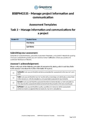 Bsbsus Task Assessment Instructions V Greystone College