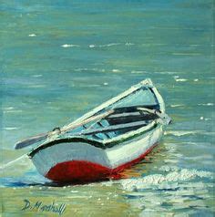 BOAT SEA GULL HARBOR COLORFUL IMPRESSIONIST OIL PAINTING By TOM