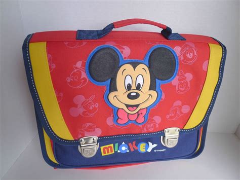 Mickey Mouse Book Bag Backpack Red Navy Yellow Canvas Disney 1990s