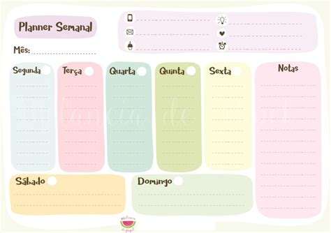 Desk Planner Semanal Candy Colors Bloco Elo7