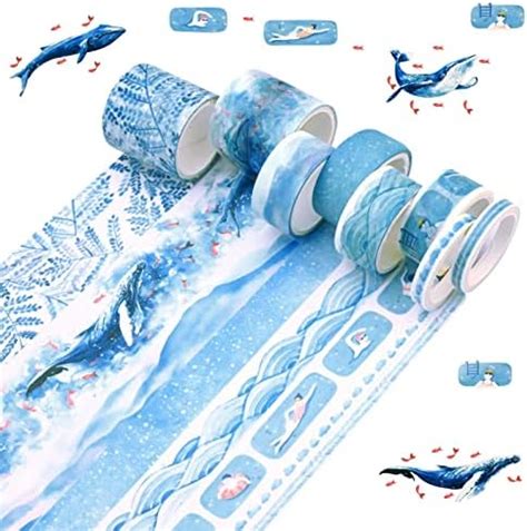 Rollen Blau Washi Tape Set Multi Muster Dekoratives Masking Tape