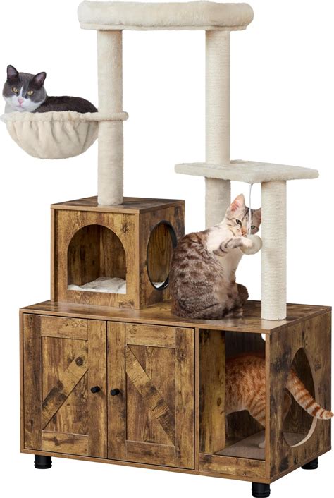 Amazon Hey Brother Cat Tree With Litter Box Enclosure Modern Cat