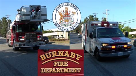 Burnaby Fire Ladder Bcas Bls Unit Responding Youtube