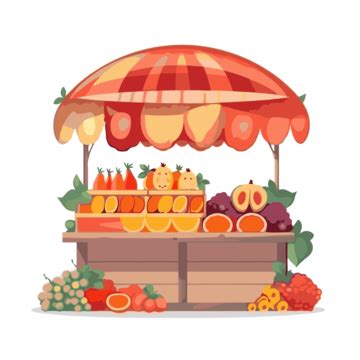 Fruit Stand Vector Sticker Clipart An Cartoon Style Market Stall With