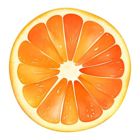 Ilustração de pintura desenhada à mão isolada de fruta laranja fatiada