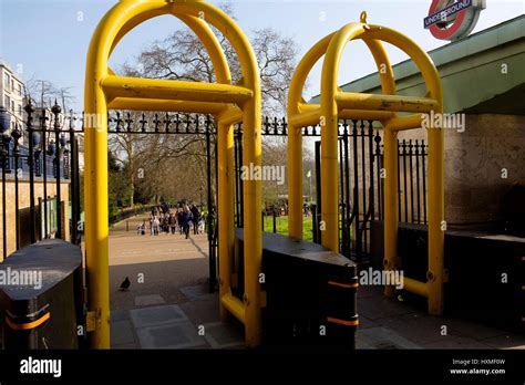 Security Barriers At The Entrance To Green Park Outside Green Park Tube