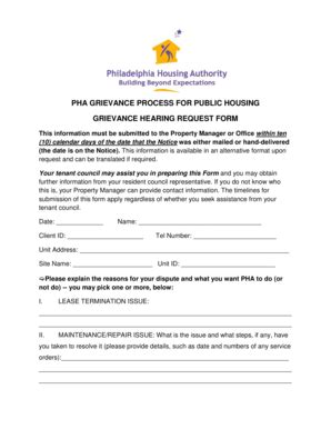 Fillable Online Grievance Hearing Request Form Pdf Fax Email Print