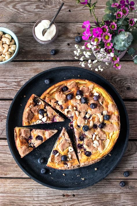 Schwedischer Blaubeer Käsekuchen glutenfrei vegan mit