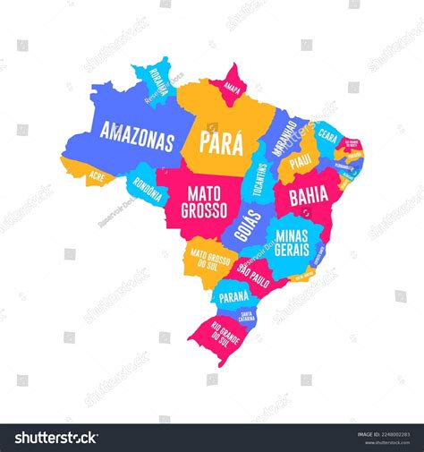 Brazil Regions Map Vector Illustration Stock Vector Royalty Free