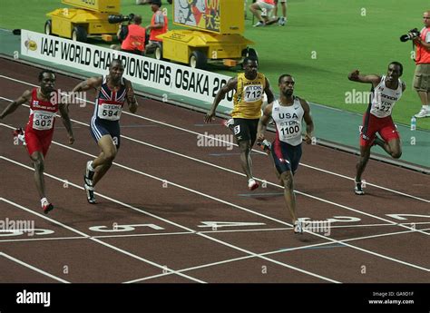 USA S Tyson Gay Finishes St And Great Britain S Marlon Devonish Finishes Nd In Heat Of The