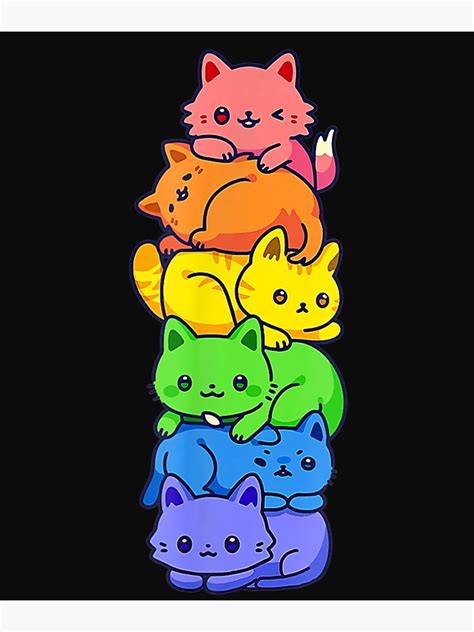 Gay Pride Cat Lgbt Kawaii Cats Pile Cute Anime Rainbow Flag T Shirt