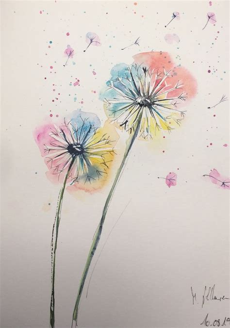 Aquarell Pusteblume Aquarell Postkarte Einfache Aquarellblumen