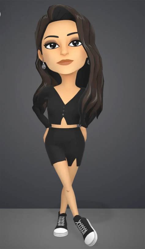 A Cartoon Girl With Long Hair And Black Shorts Is Standing In Front Of