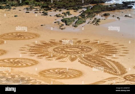 Beautiful Beach Sand Mandala In Albufeira In Portugal Praia Maria Luisa