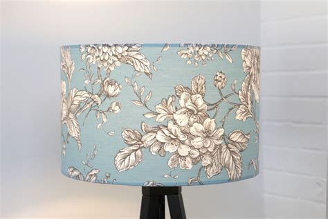 Blue Lampshade Flowers Floral 30cm Drum Lamp Shade Lamp Shade Handmade Home Decor Ceiling Lamp