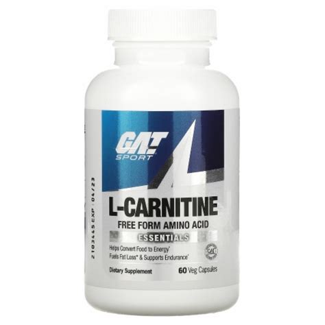 GAT L Carnitine Amino Acid Free Form 60 Vegetable Capsules 60 Count